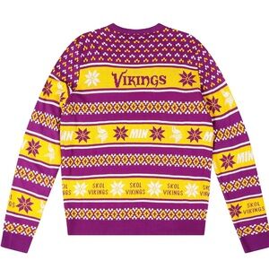 Purple and Yellow Men's Vikings Christmas Holiday Sweater